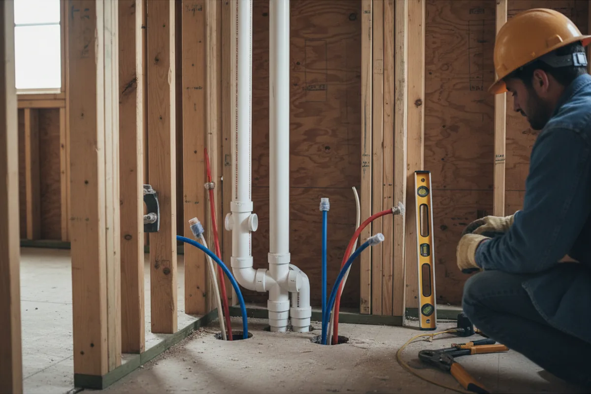 Drain and supply rough-in during Toilet Repair and Installation in Asbury