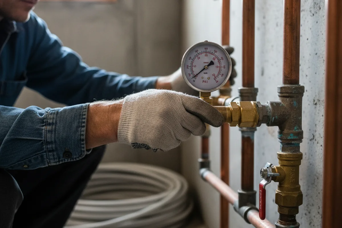 Pressure testing a repaired line during Water Line Repair in Asbury