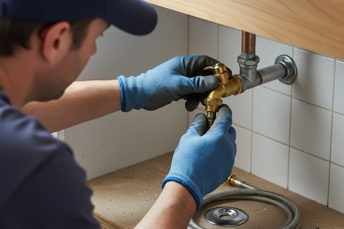 Shutoff valve and fitting work during Emergency Plumbing in Asbury